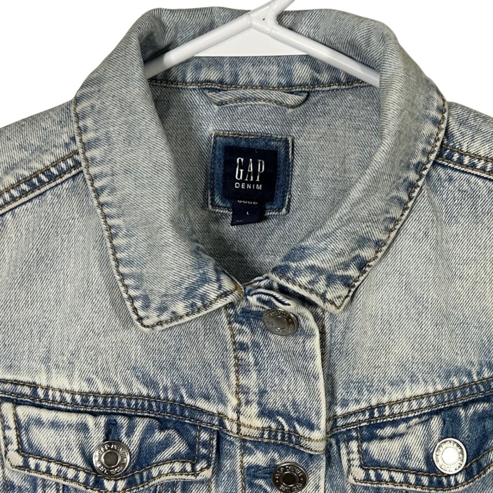Gap Kids Denim Jacket Girls Size Large Rainbow Sequin Patch Flip Sequins